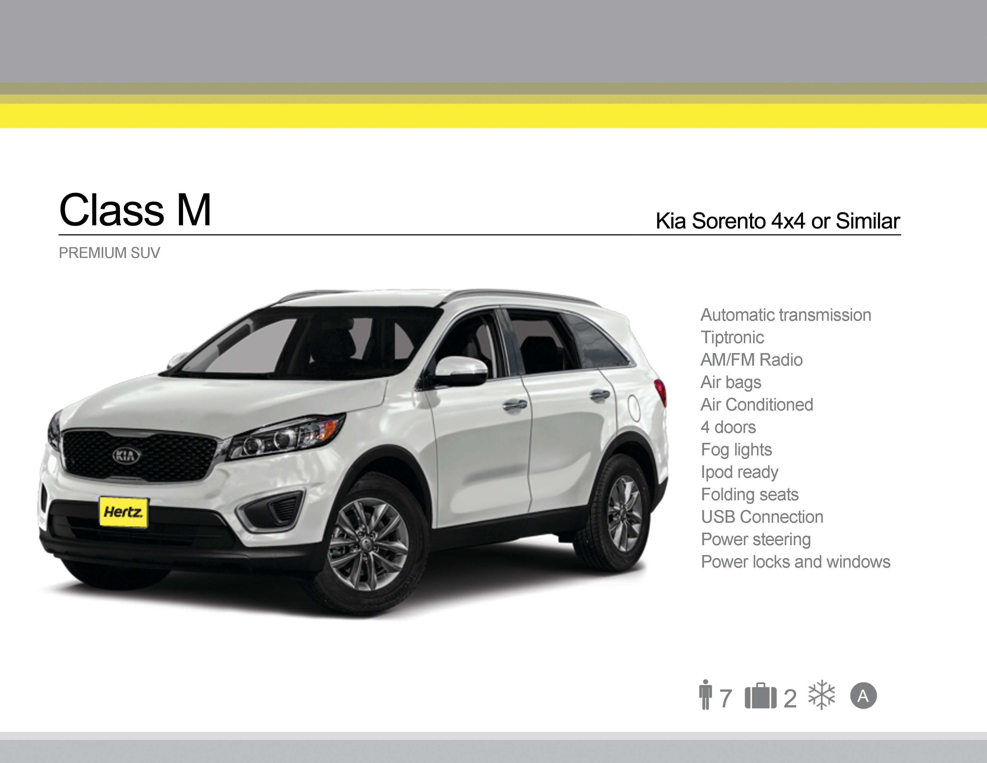 Class M - Kia Sorento or Similar