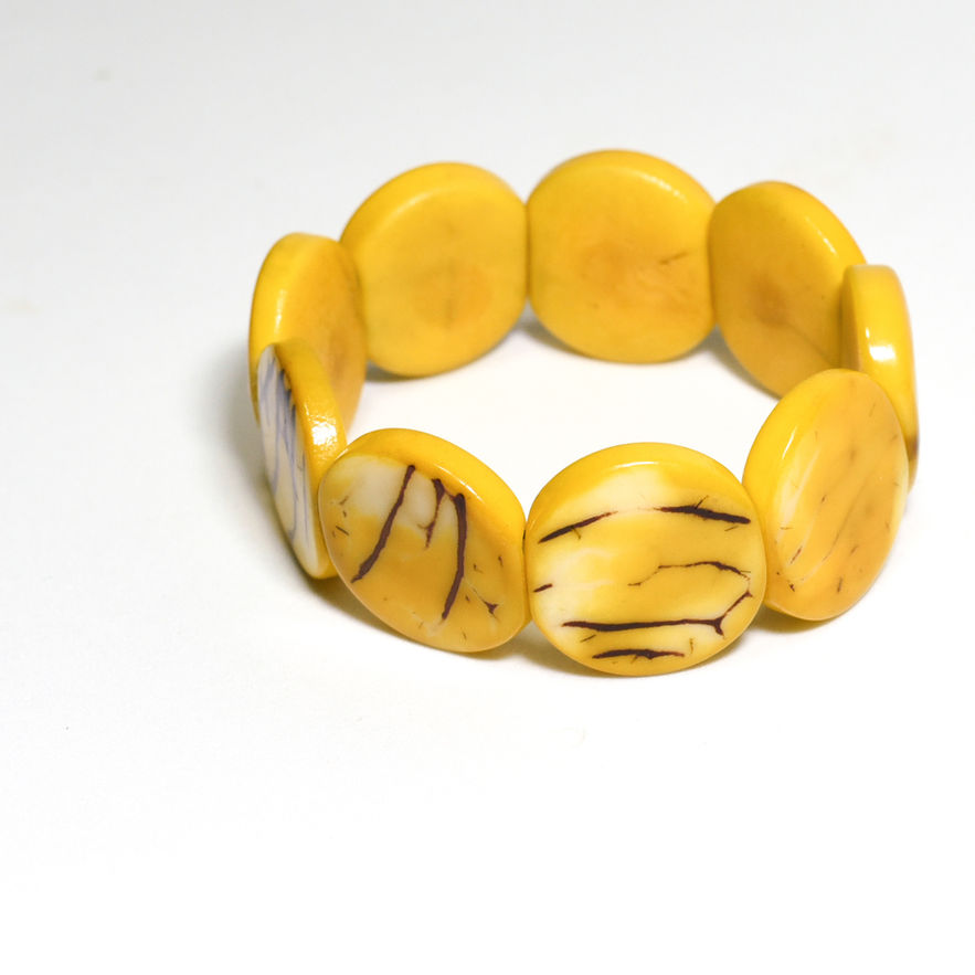 Yellow disc bracelet, TaguArtsy