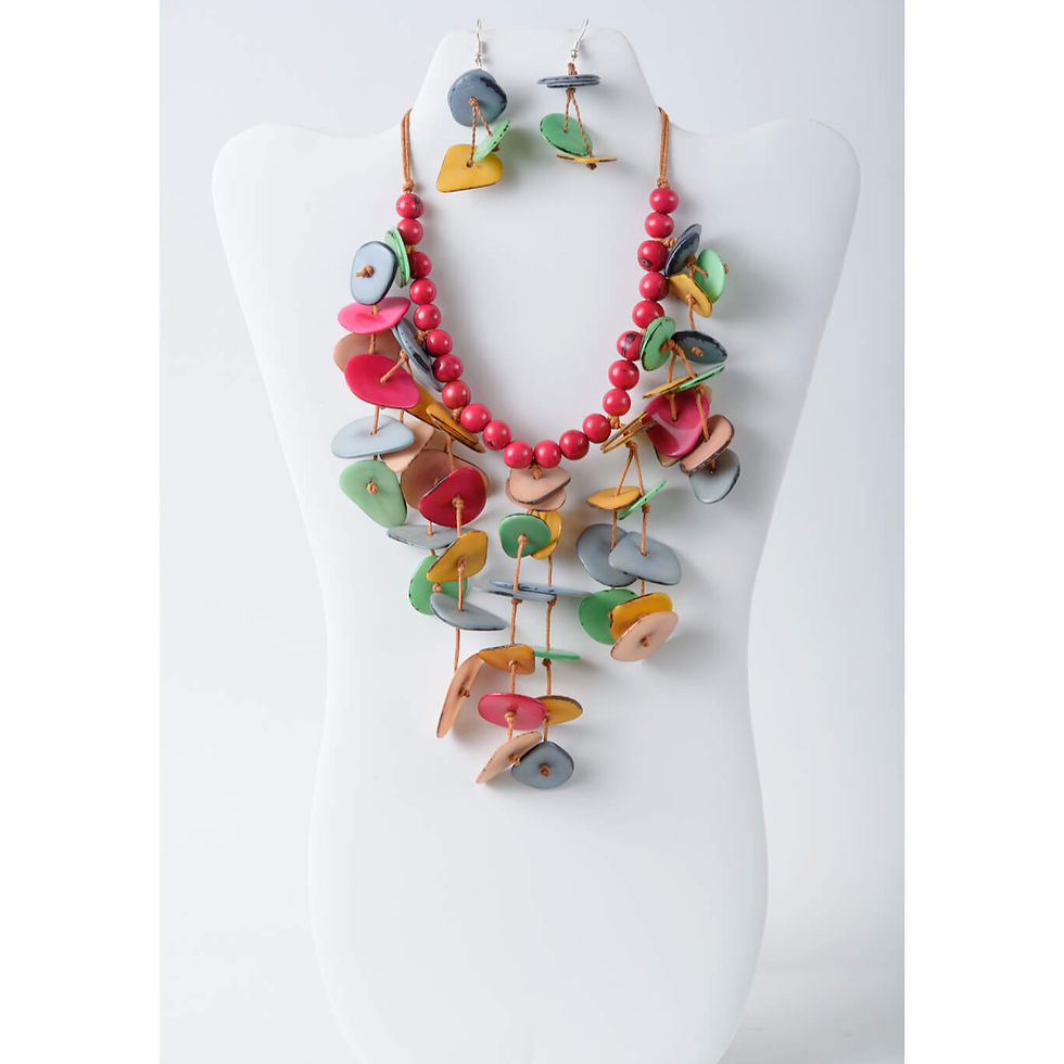 single strand tagua pendant necklace in a pastel multicolor