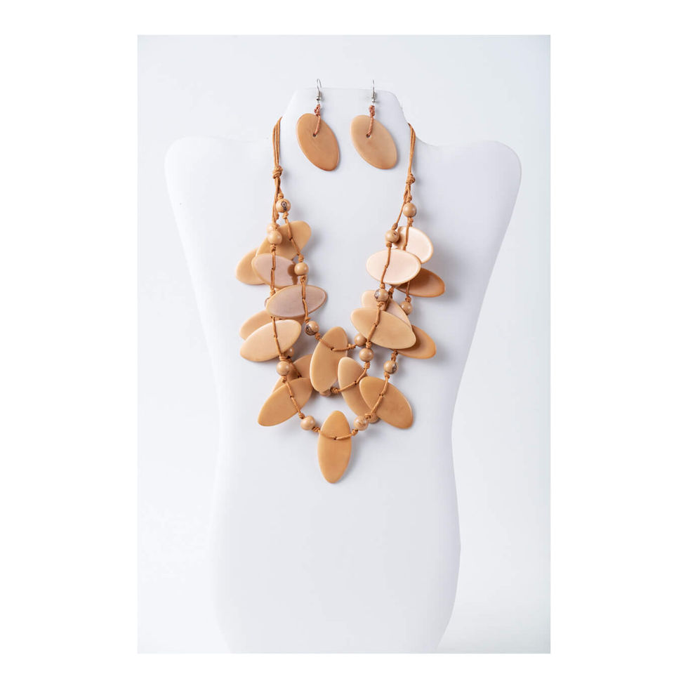 Multicolored Tagua Blossom necklace set
