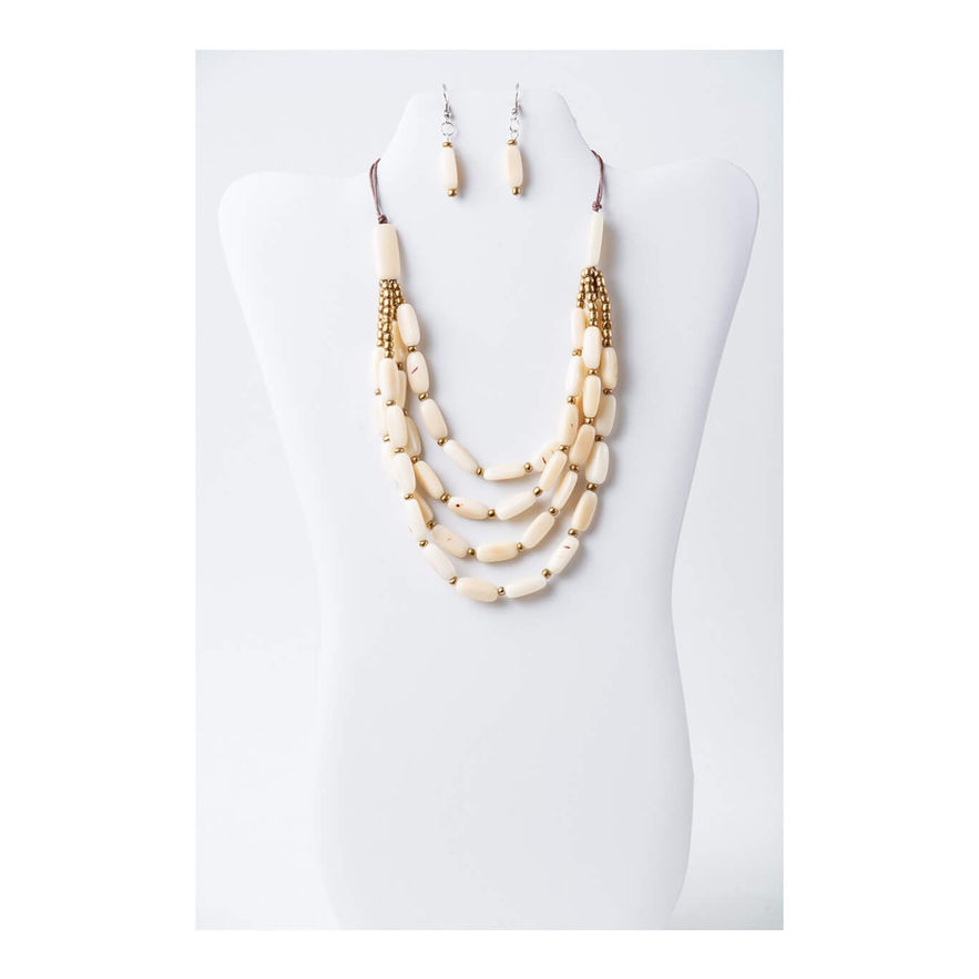 4 stranded ivory rice tagua necklace