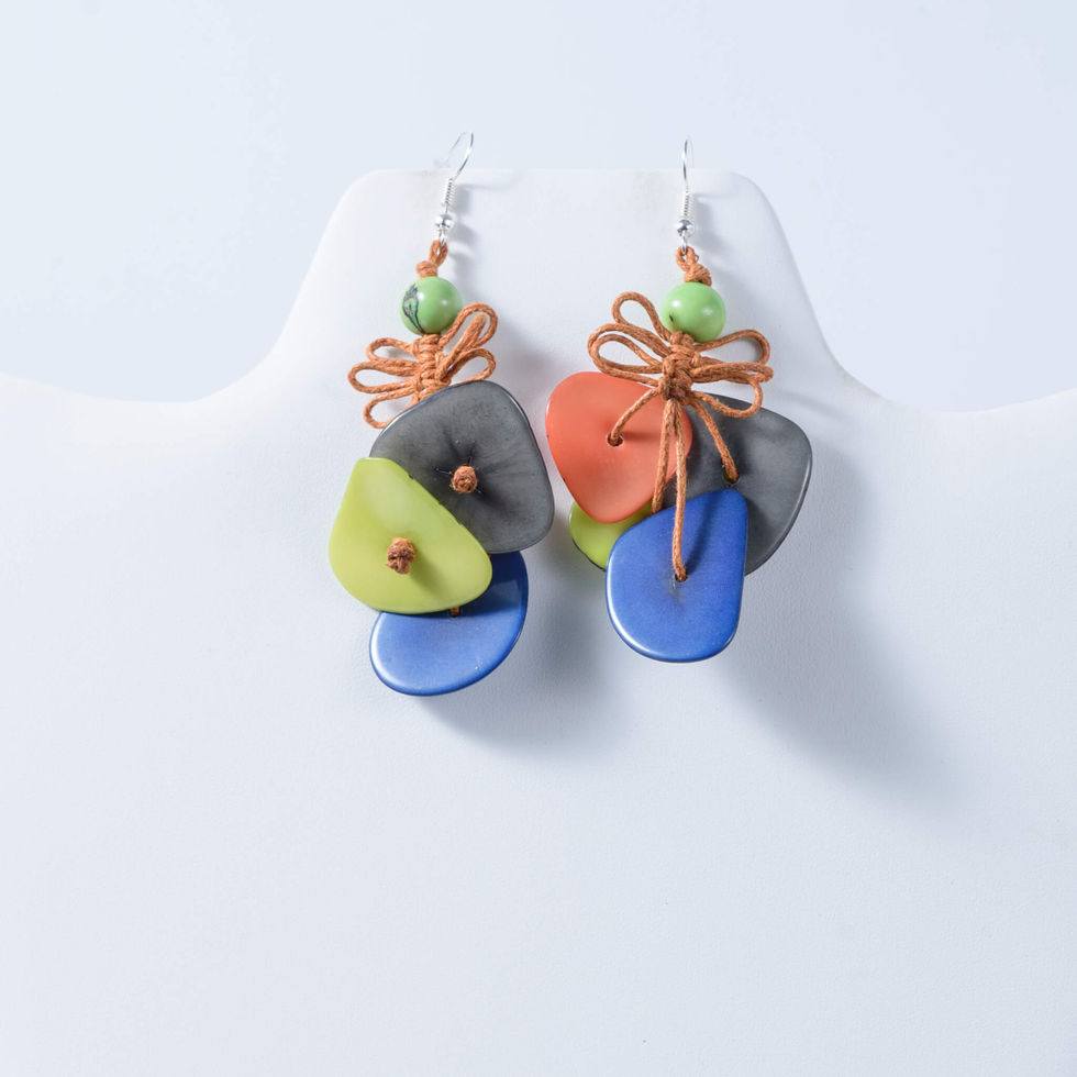 Colorful Tagua Earrings in multi-color design.