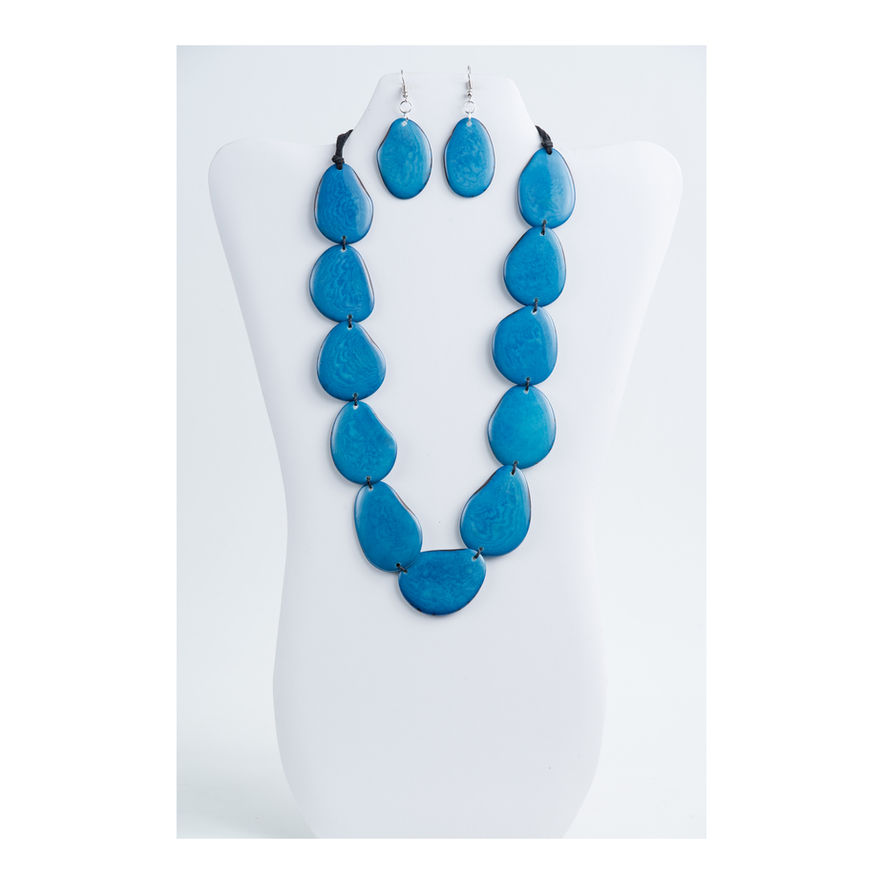 Turquoise tagua necklace and earrings