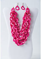 Pink statement necklace and earrings set