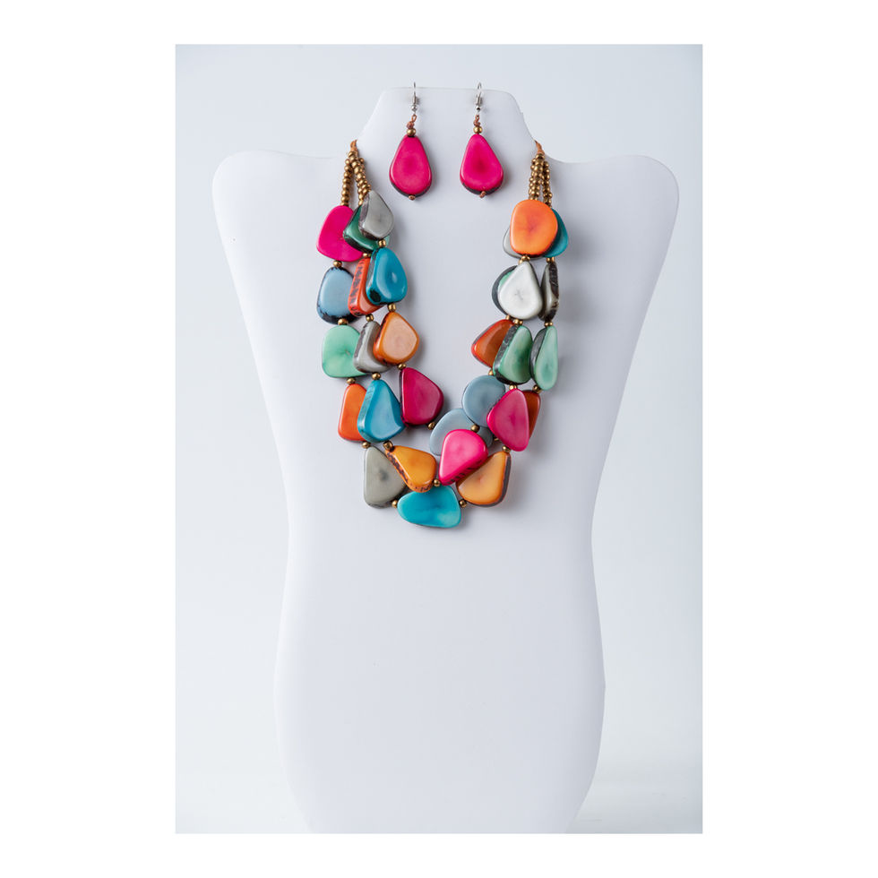 Multicolored Tagua Necklace set