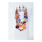 Multicolored eco-friendly coconut and tagua necklace and earrings set from taguartsy