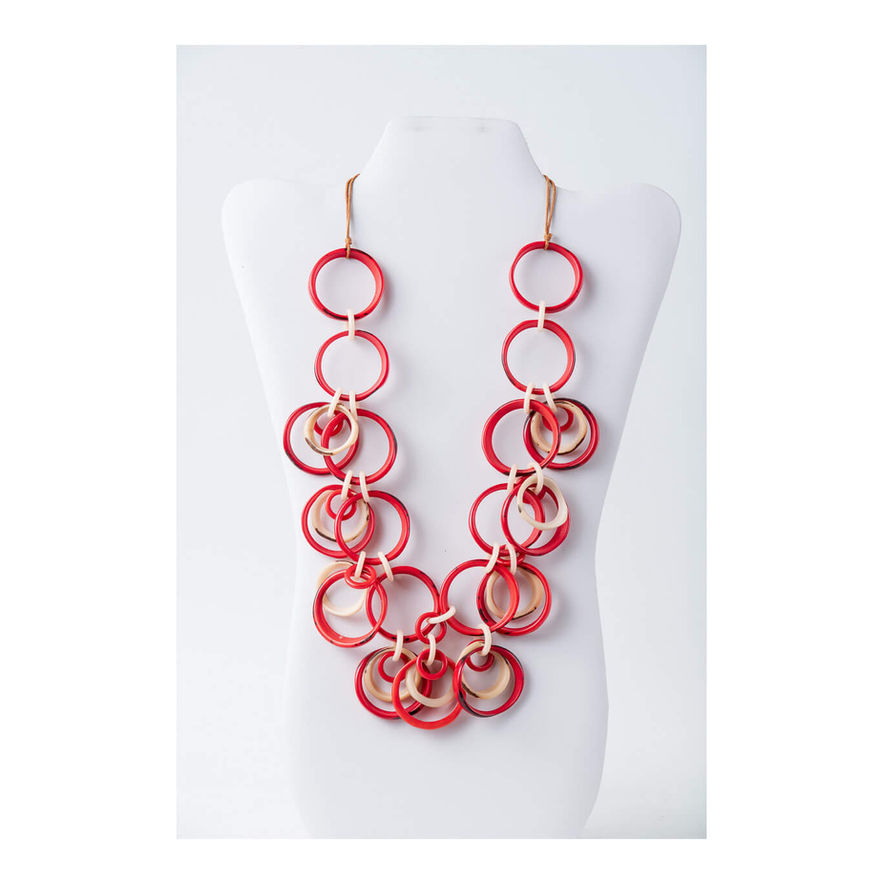 Red and beige Tagua necklace