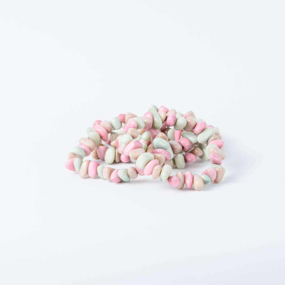 Multicolored Stackable Tagua Bracelet with pastel cornchips. lightweight, organic, natural and handmade, stylish and chic, beautiful but afordable, flexible. Made with love by natue. Friendship gift.