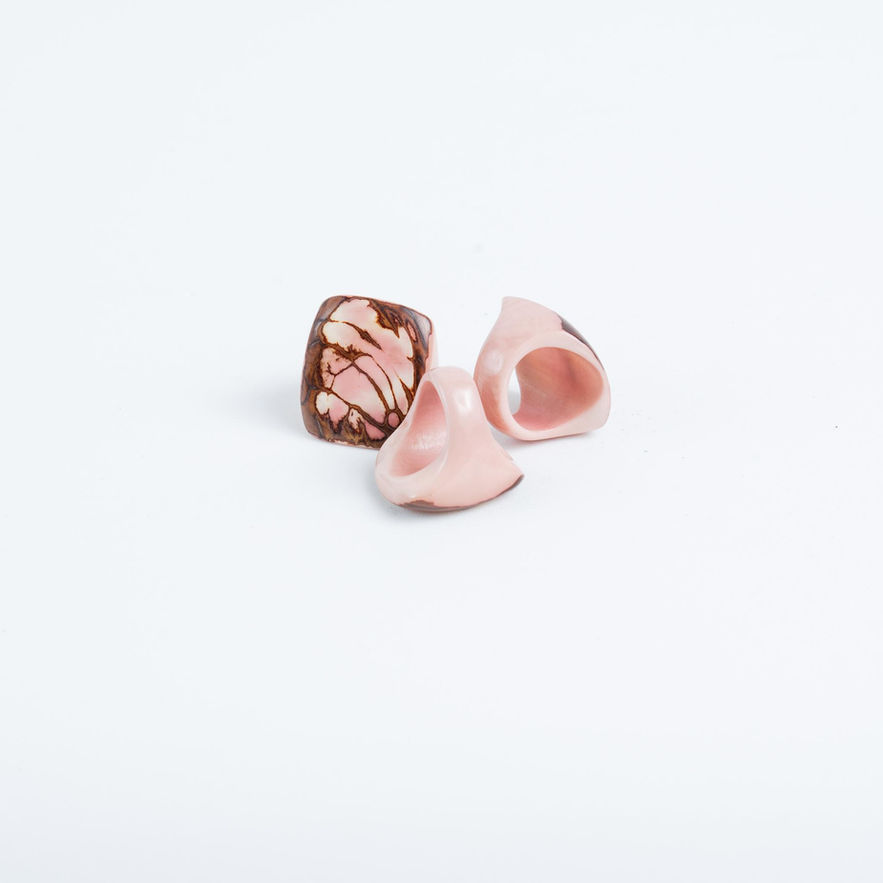 Blush pink tagua nut rings