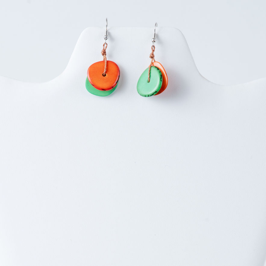 Multicolored tagua earrings.natural, organic and handmade fashion jewelry made from tagua