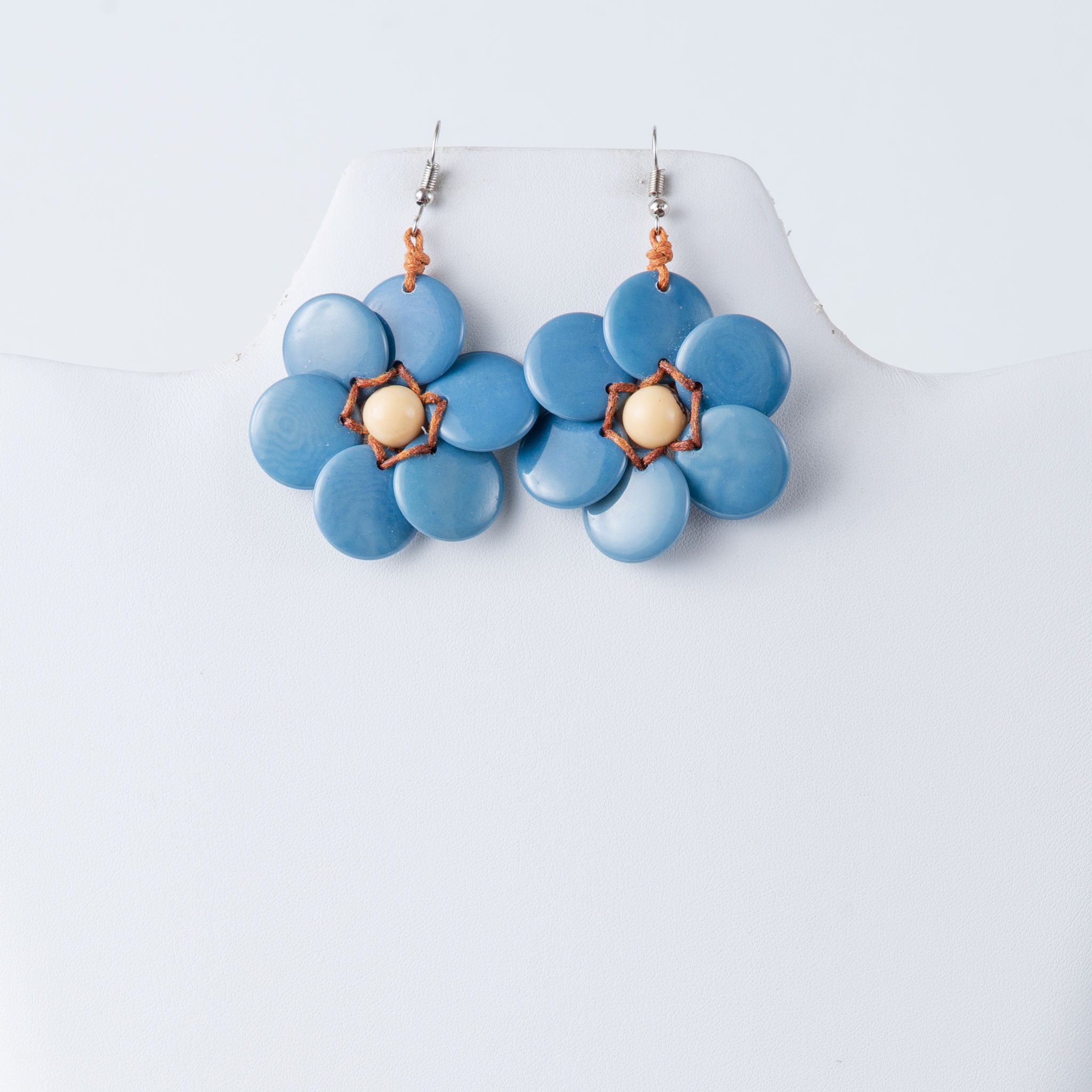 Powder Blue  Tagua flower earrings. 