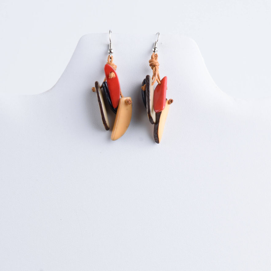 Multicolored spike dangle tagua earrings