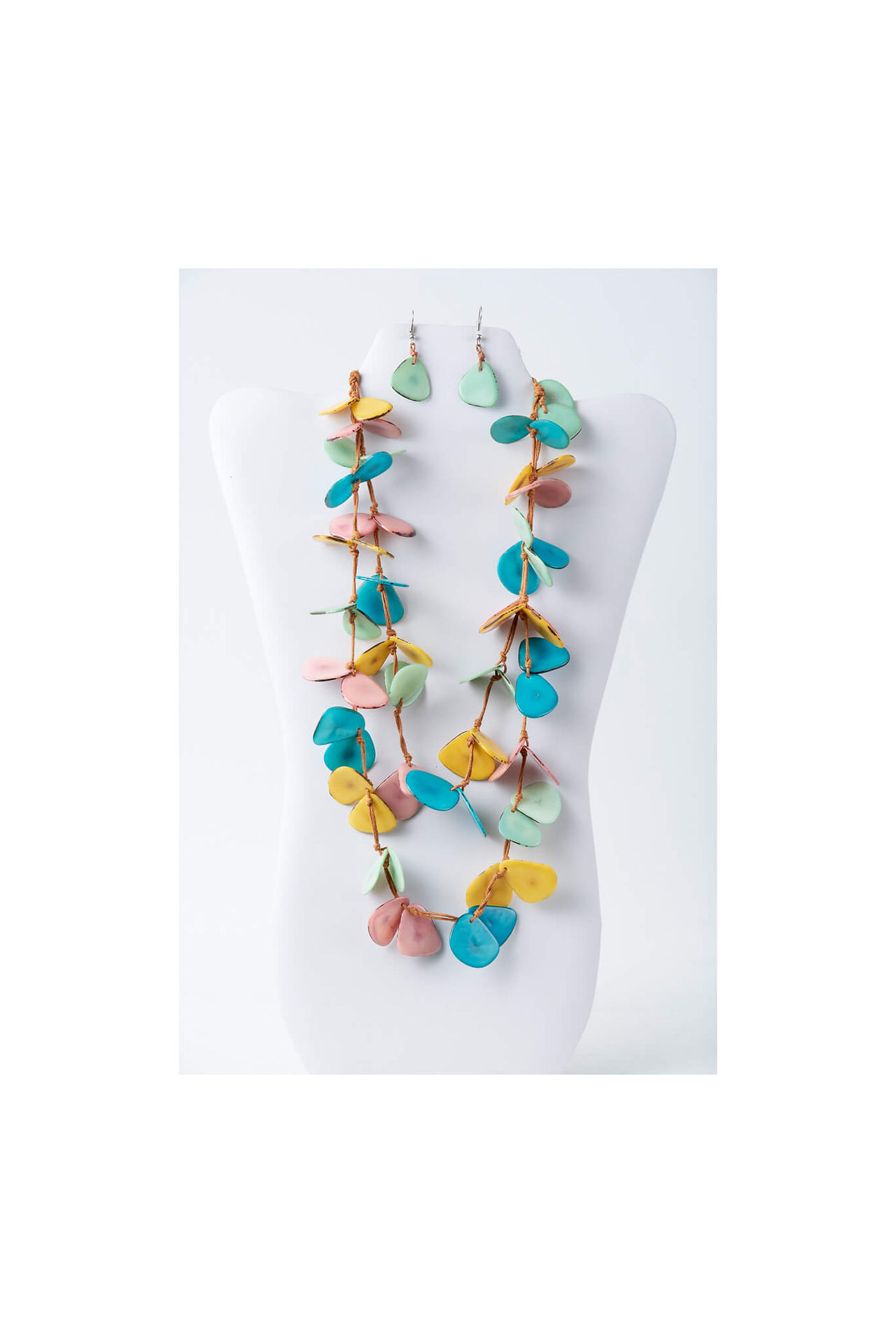 Multicolored Long Petal Tagua Necklace Set