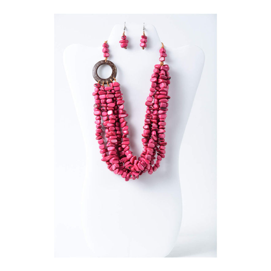 Vibrant magenta multi-strand tagua jewelry