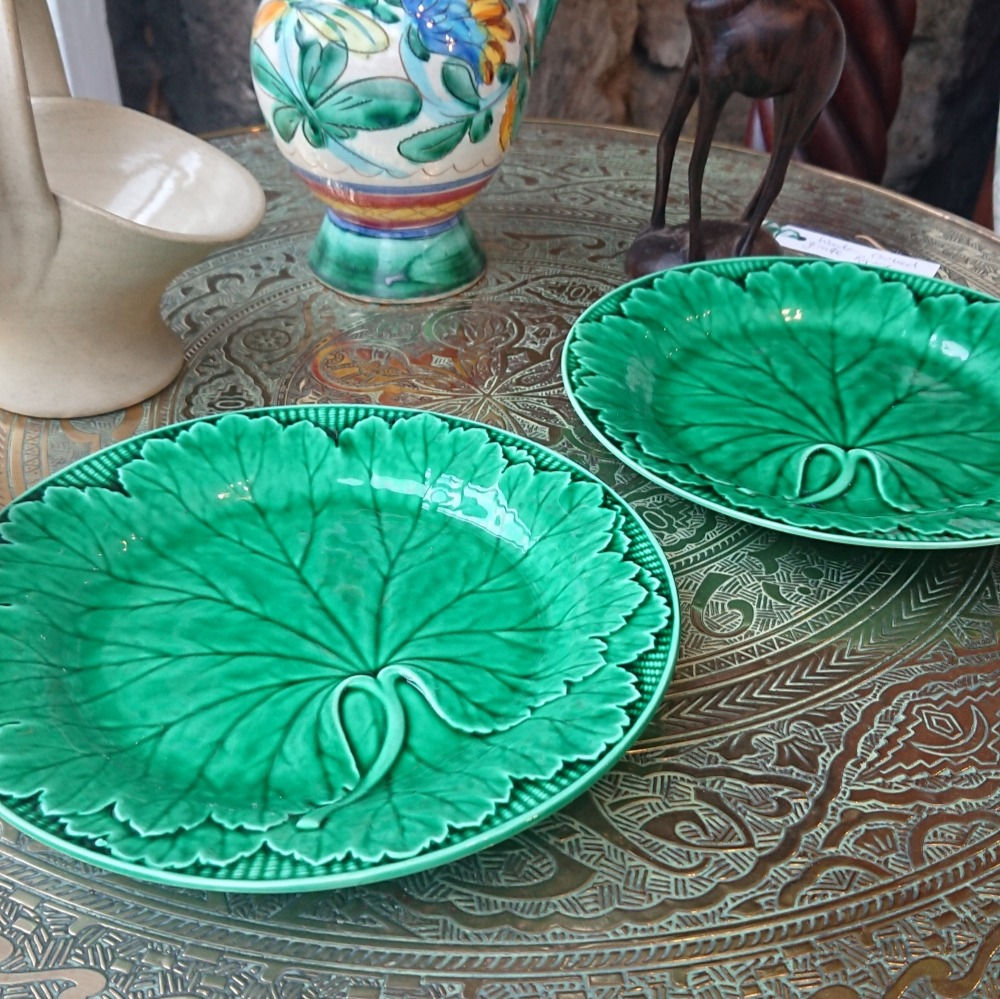 Pair of Wedgwood vine leaf plates