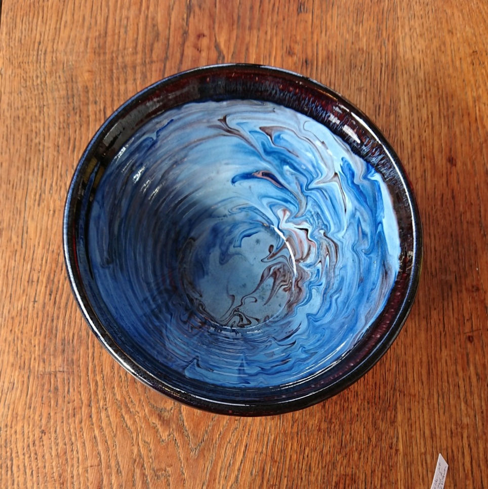 Thumbnail: Blue marbled pottery bowl