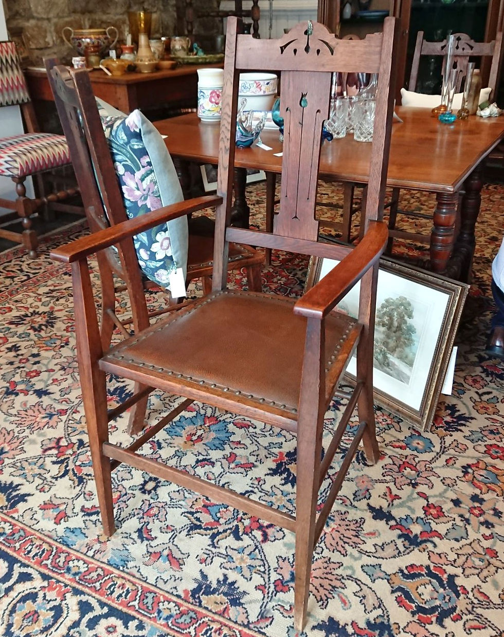 Thumbnail: Set of four Arts & Crafts movement dining chairs