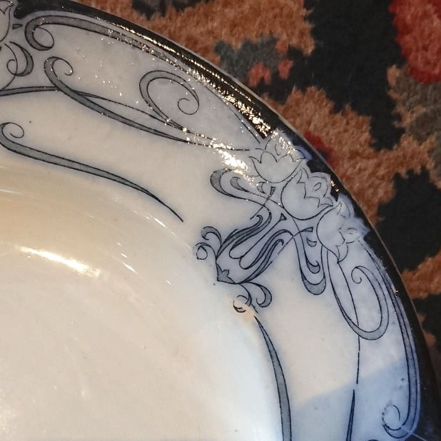Thumbnail: Large Art Nouveau blue and white serving platter