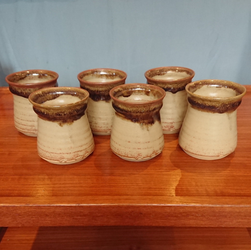 Thumbnail: Set of six matching studio pottery mugs by Ernest Bernard Jones