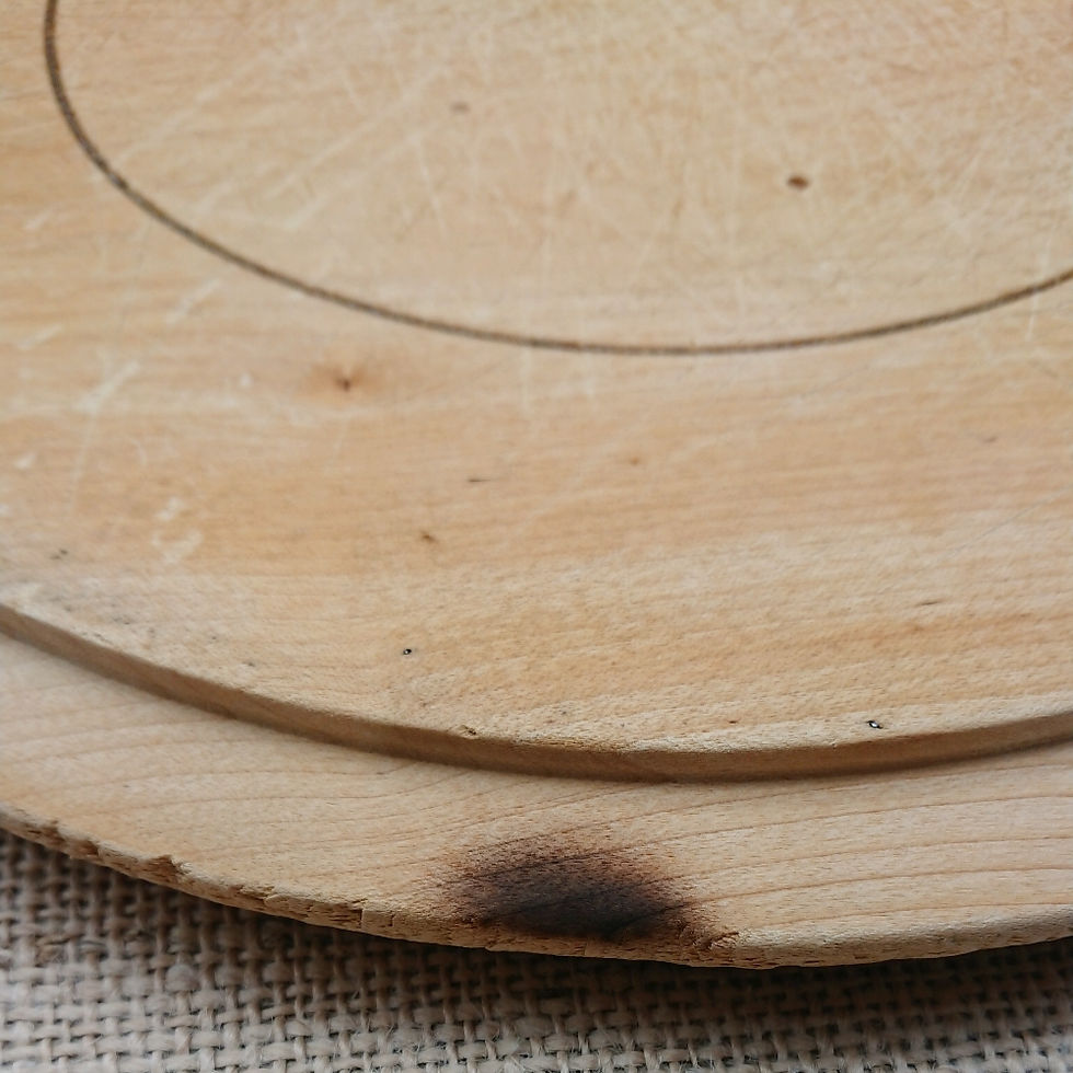 Thumbnail: Charming, Victorian carved sycamore, circular bread board