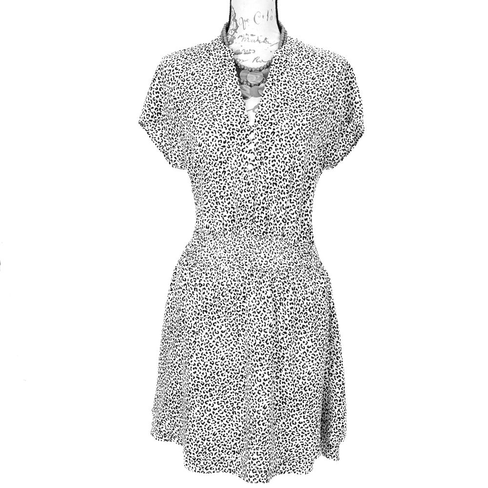 1821-Carmela Black & White Short Dress