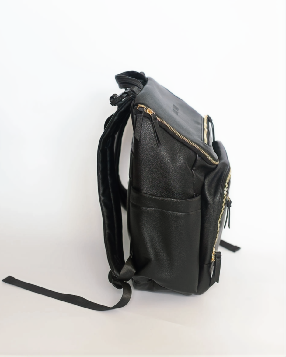 Thumbnail: luxe baby bags caddies accessories luxury functional vegan leather canterbury new zealand tilly backpack black
