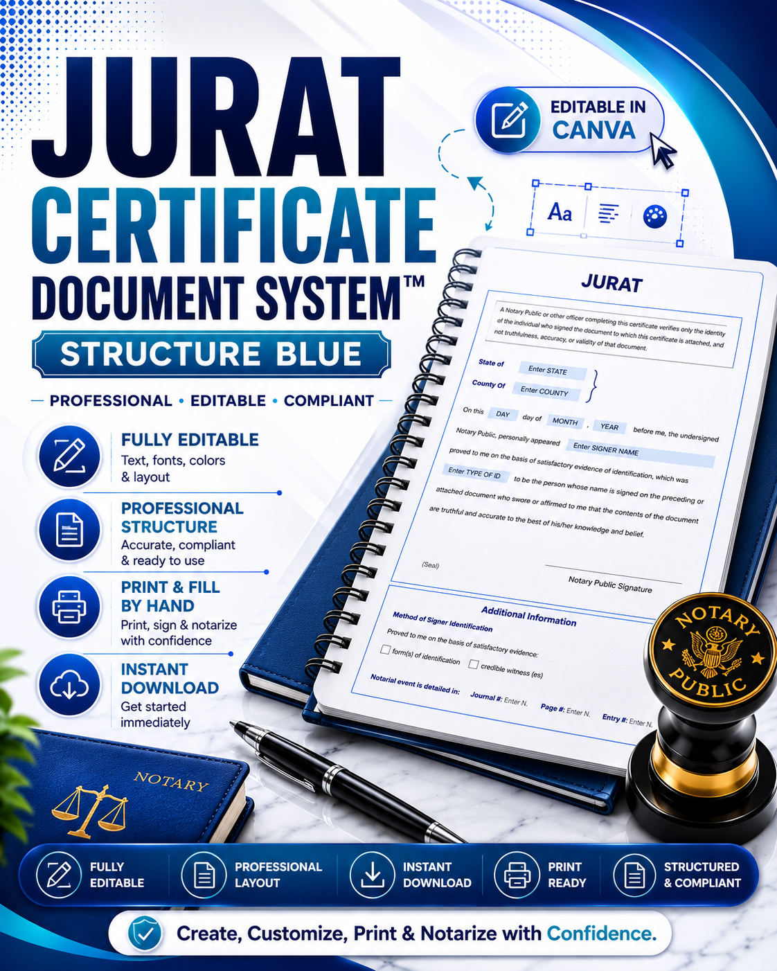 Jurat Certificate Document System™ | Structure Blue