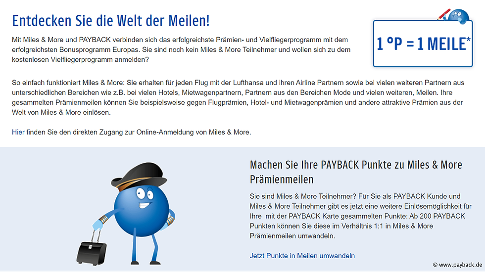 Payback Punkte in Miles & More Meilen umwandeln