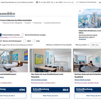 Buchungsübersicht im Aleph Doha Residences, Curio Collection by Hilton