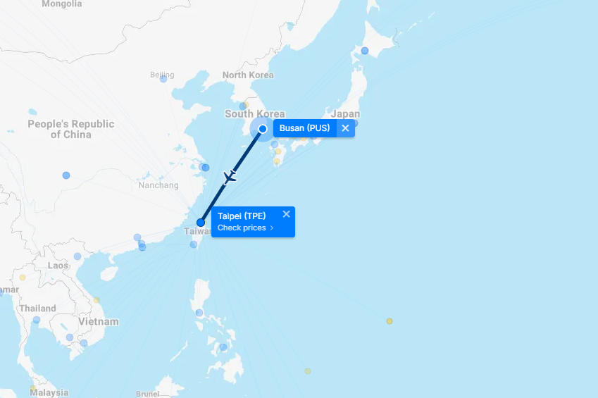 Mit China Airlines von Busan nach Taipei