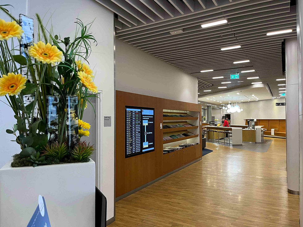 Eingangsbereich zur Lufthansa Business Lounge in London Heathrow