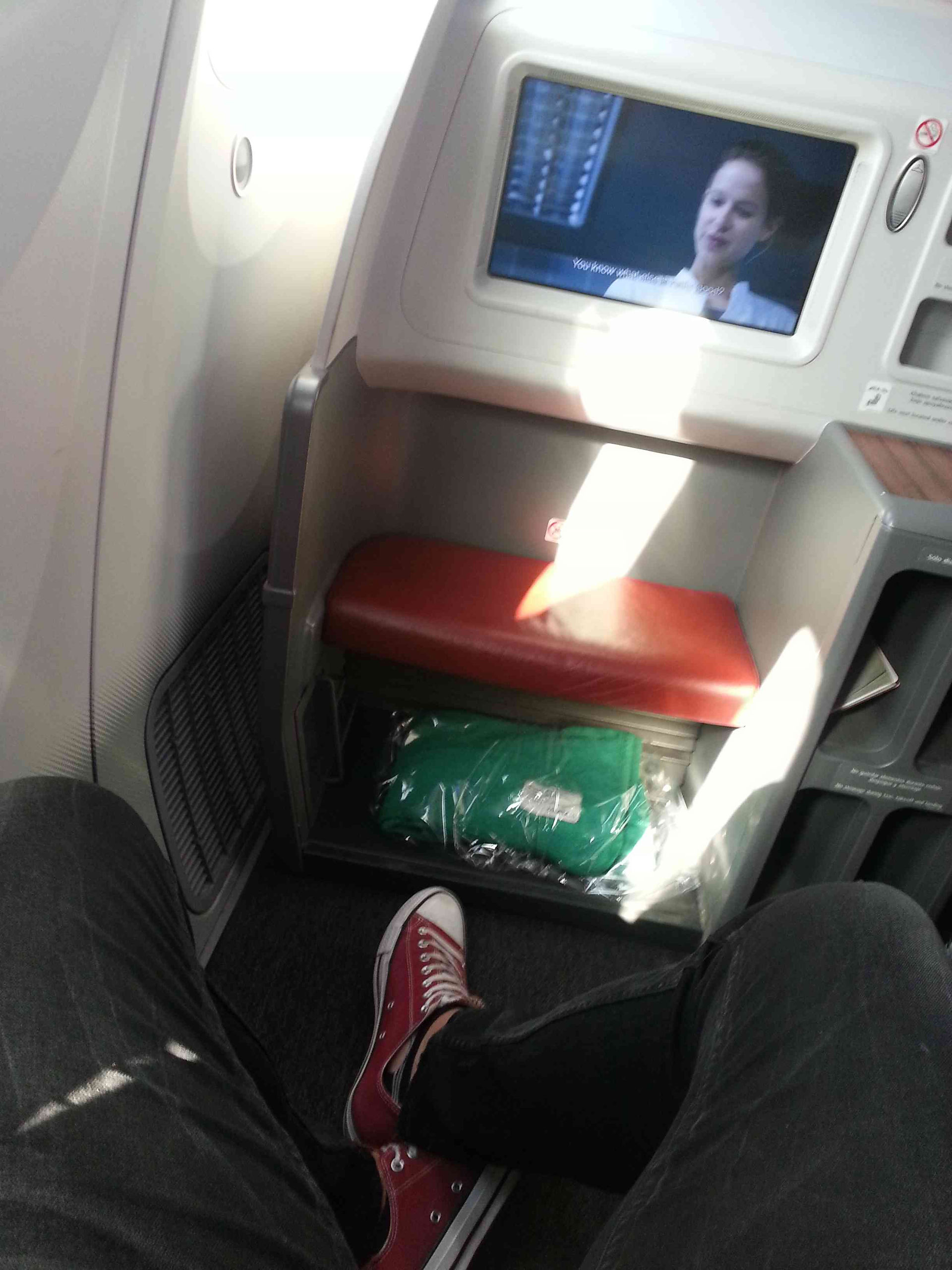 Der Sitz mit jeder Menge Beinfreiheit in der Latam Business Class