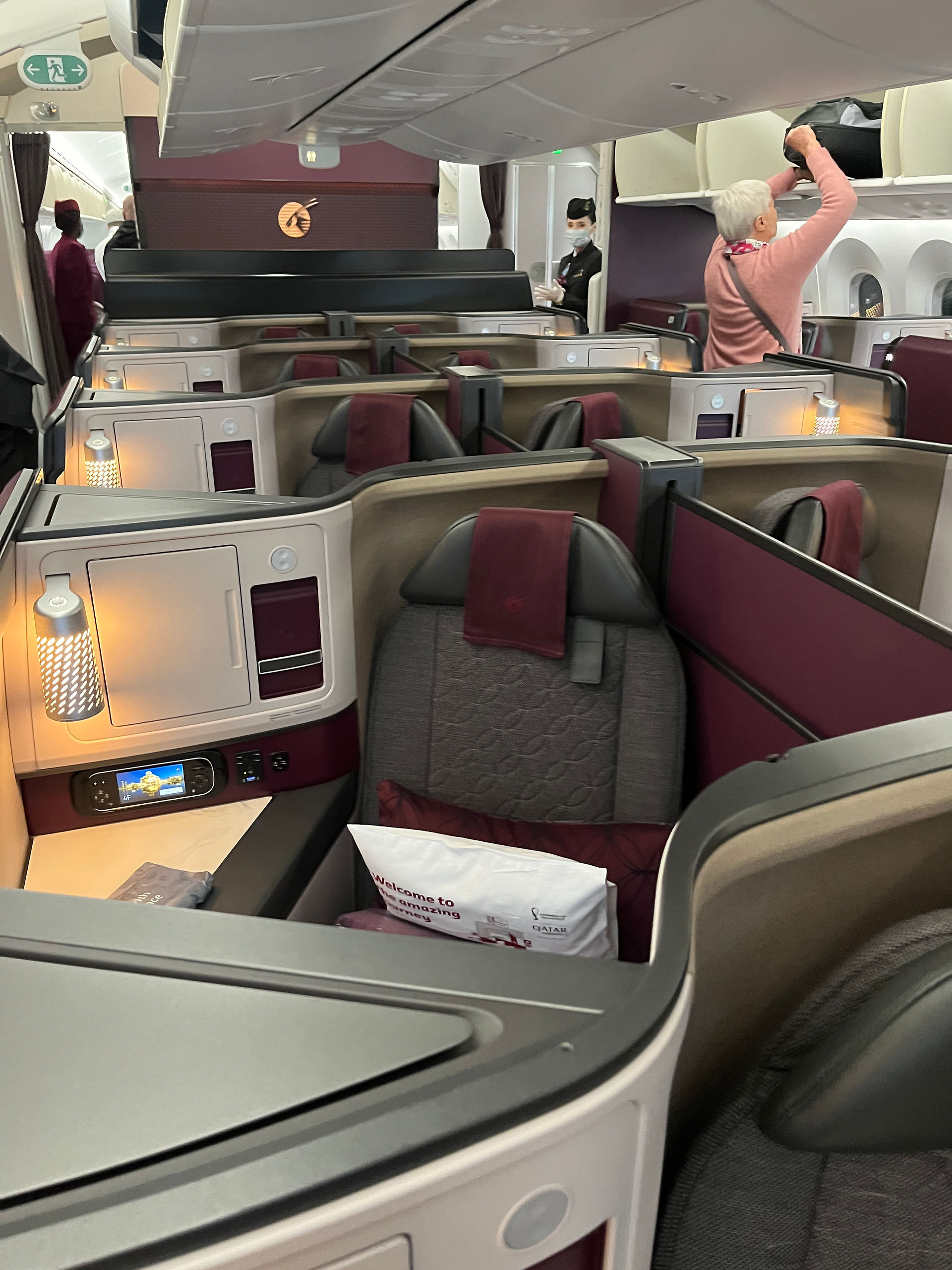 Die Mini-Qsuite im 787-9 Dreamliner von Qatar Airways