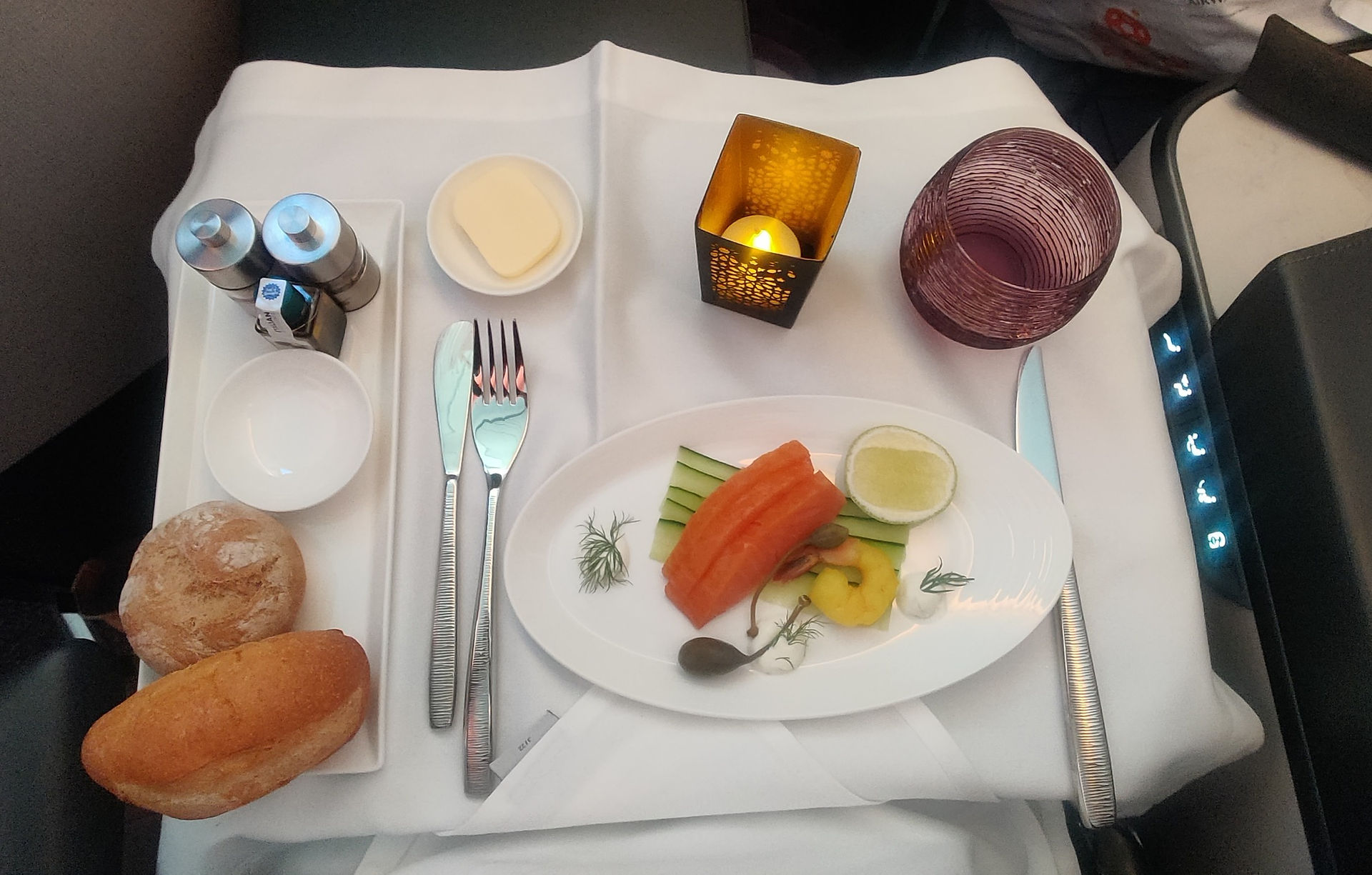 Die Vorspeise bei Qatar Airways in der 787-9