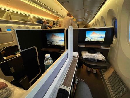 Der Sitz in der Oman Air Apex Suite Business Class in der Boeing 787-8