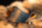 Miniature : Porte corne médiéval en cuir bleu