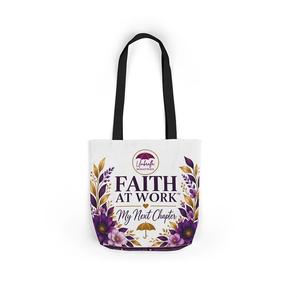 Thumbnail: Faith at Work Tote Bag – "My Next Chapter" Floral Canvas Tote