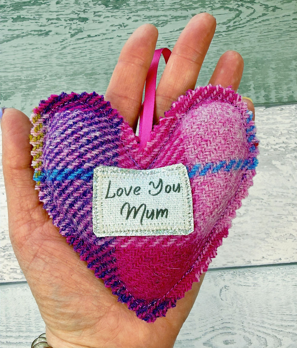 Thumbnail: Harris Tweed Hanging Heart  Decoration, Mother's Day - Personalised