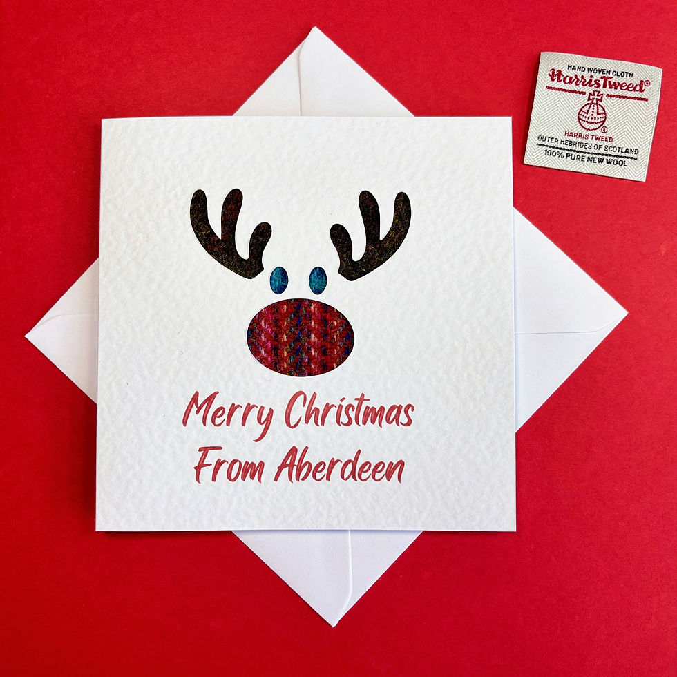 Thumbnail: Luxury Harris Tweed Raindeer Greeting Card