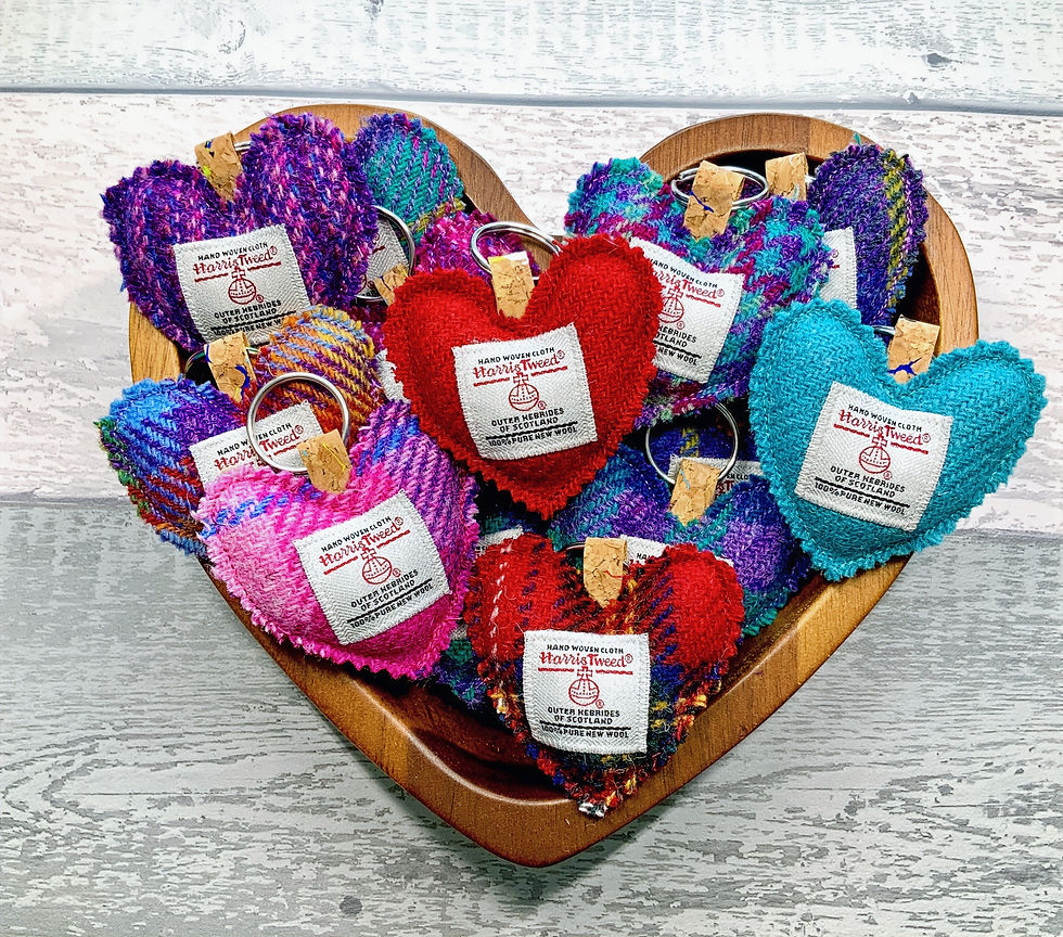 Thumbnail: Harris Tweed Heart Keyrings