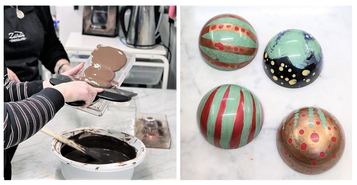 Bauble decorating with festive mendiants