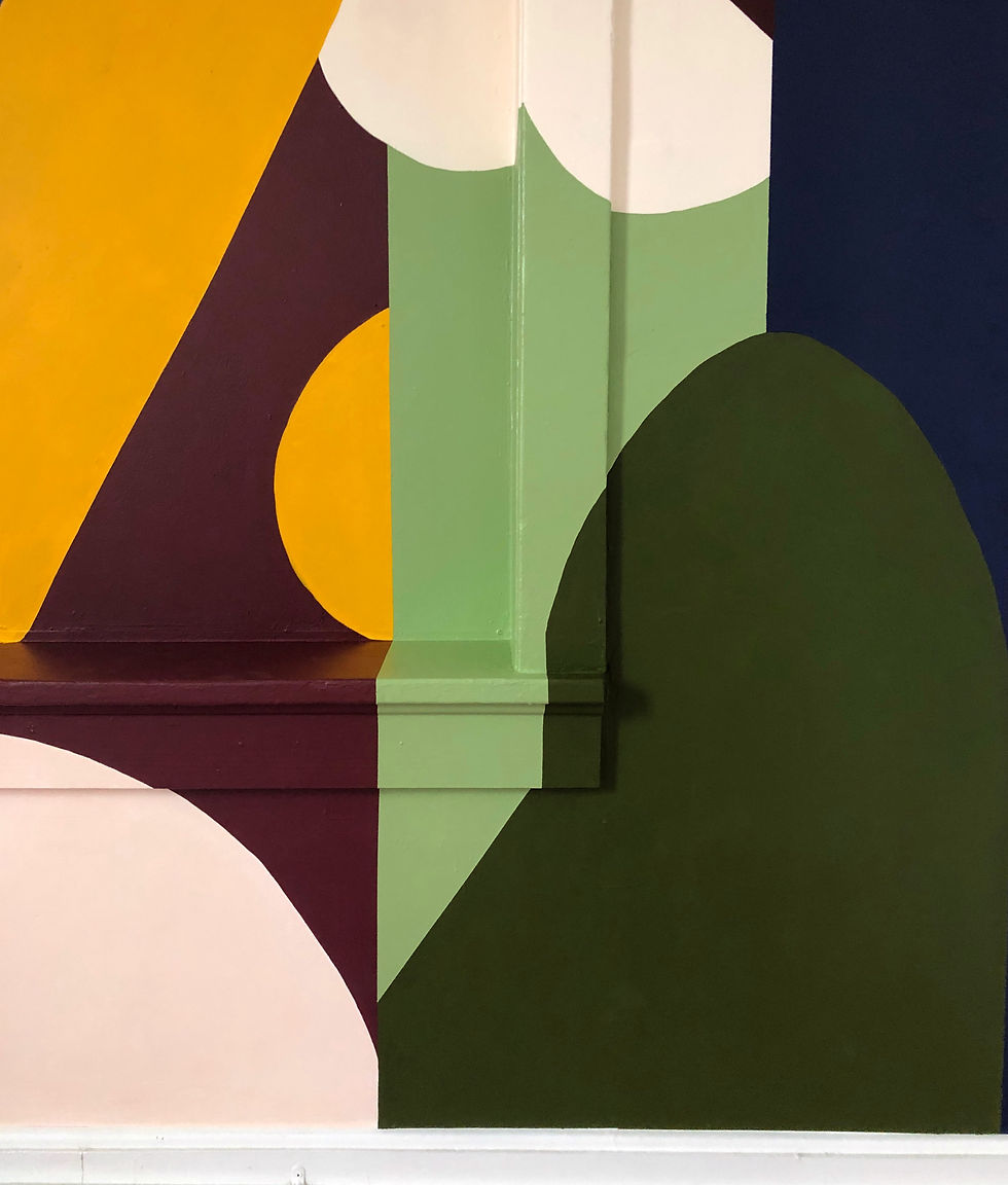 Detail image of geometric mural on interior wall