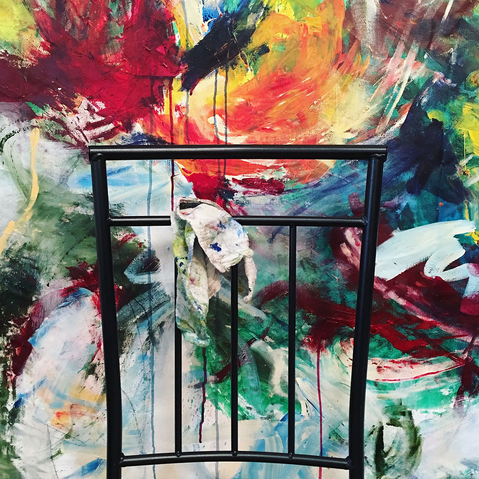 abstract mural in private residence