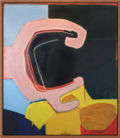 geometric abstract painting in warm colors