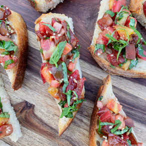 Capturing the Essence of Summer: Heirloom Tomato Bruschetta on Buttery Sourdough Toast