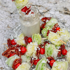 A Easy, Healthier Snack or Appetizer on Game Day: Wedge Salad Skewers with Homemade Ranch Dressing