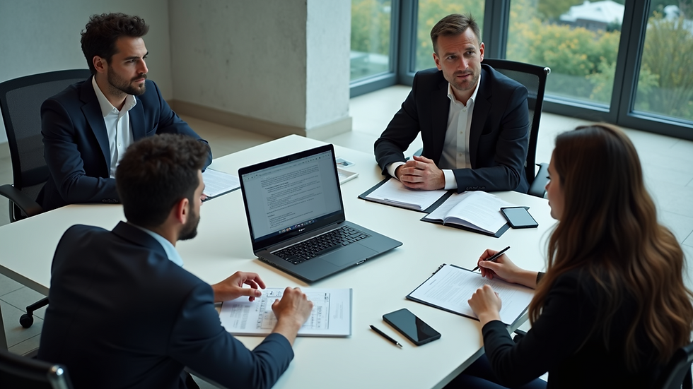 High angle view of a business meeting discussing IT strategy
