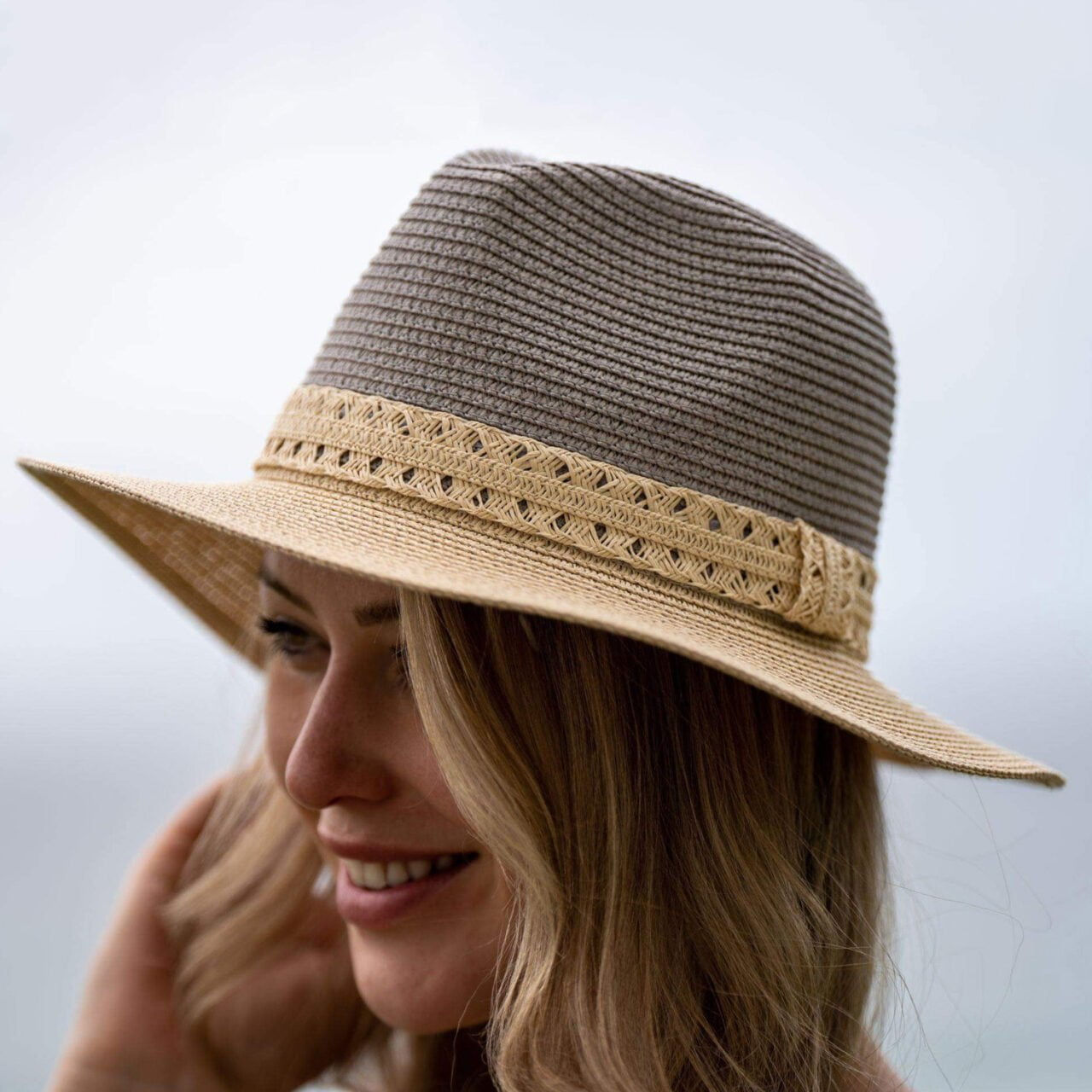 Two Tone Woven Summer Hat