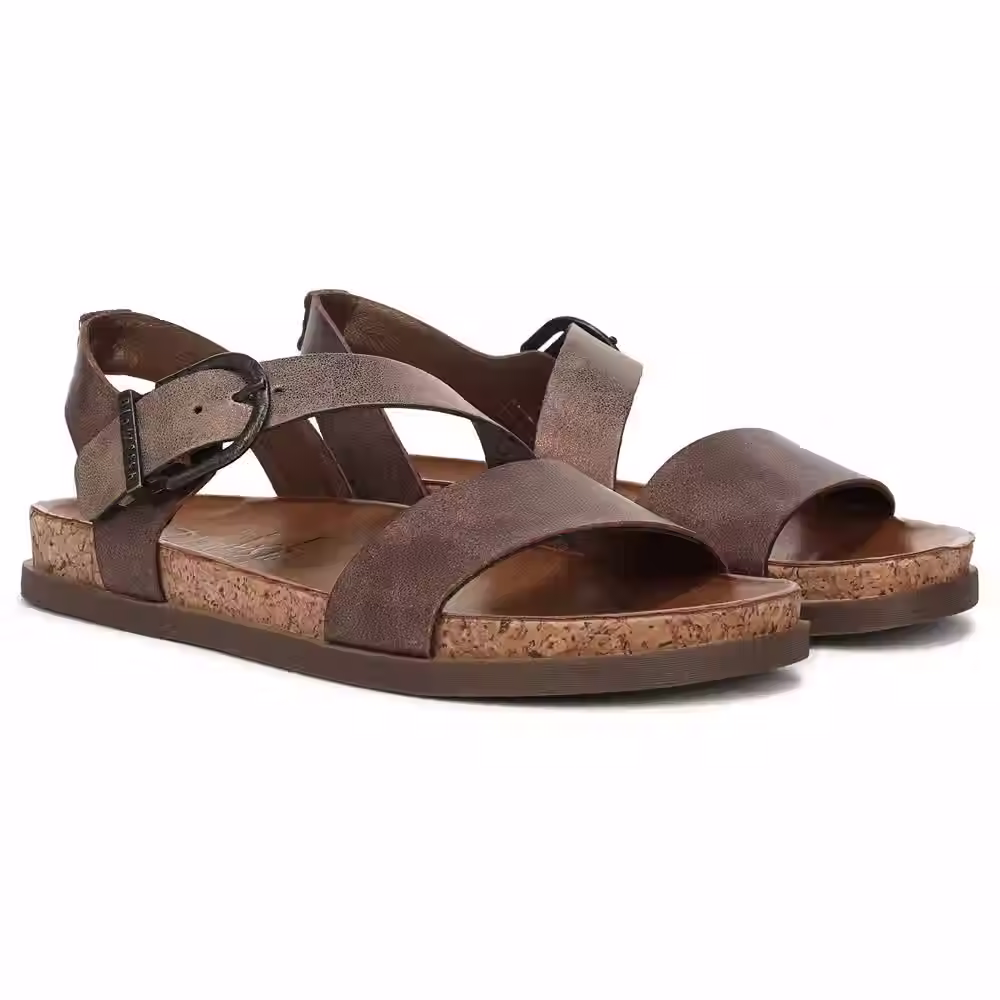 Blowfish Lance Flat Sandal in Brown, Tan, Dark Sand with Buckle