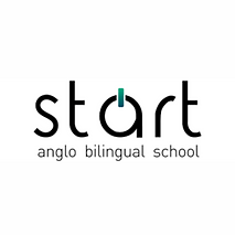 Logotipo da Start bilingual school nas cores preto verde e preto